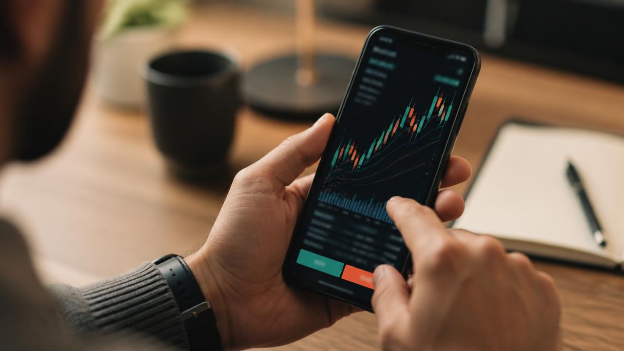 Mobile trading application in use