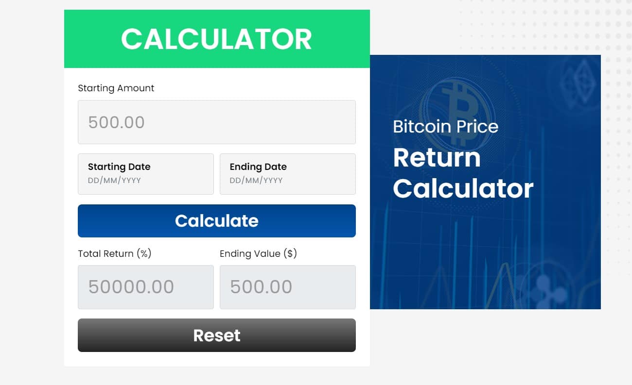 Winiford offers a quick and simple Bitcoin calculator