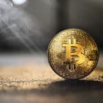 Golden,Bitcoin,Coin,With,Glitter,Lights,Grunge,Crypto,Currency,Background