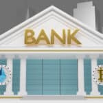 3d,Illustration,Of,A,Bank,With,The,Ethereum,And,Bitcoin